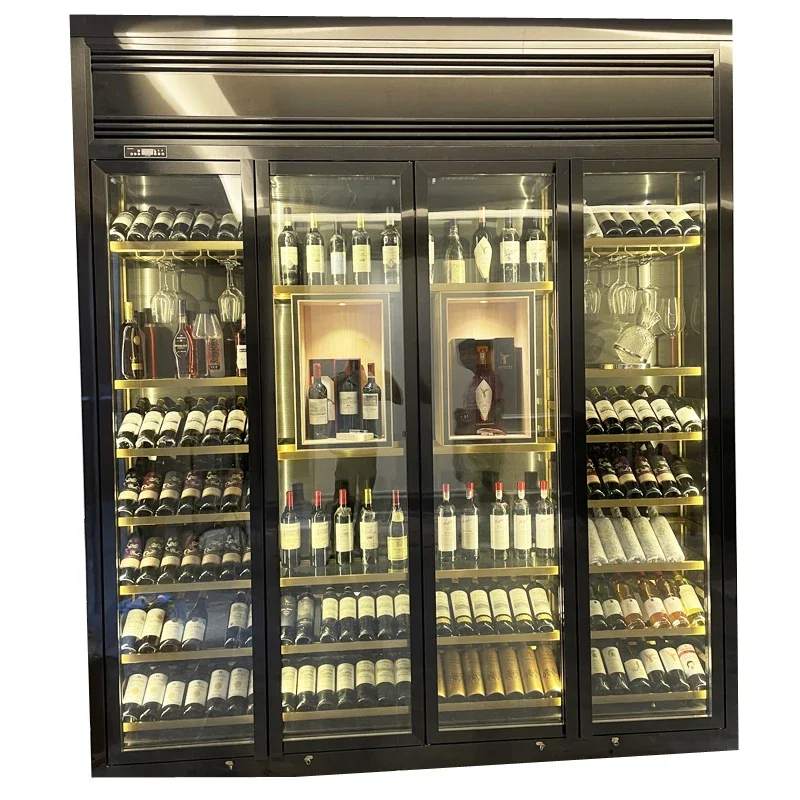 High-end stainless steel wine cabinet constant temperature red cabinet wine cellar villa red rack display