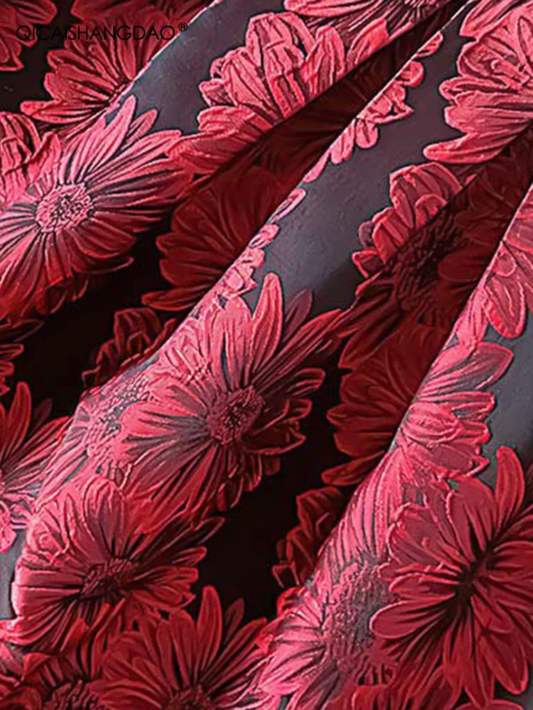 スカート SummerFlower Jacquard Flare Skirt in Red Amazon.com: Red Jacquard Skirt Ladies Summer High Waist Slim