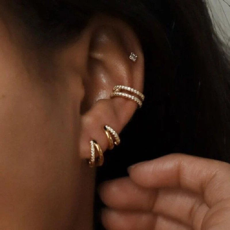 New Fashion Gold Color Zircon Hoop Earrings for Women Boho Retro Geometric Statement Copper Metal Earrings Jewelry Gifts 2025