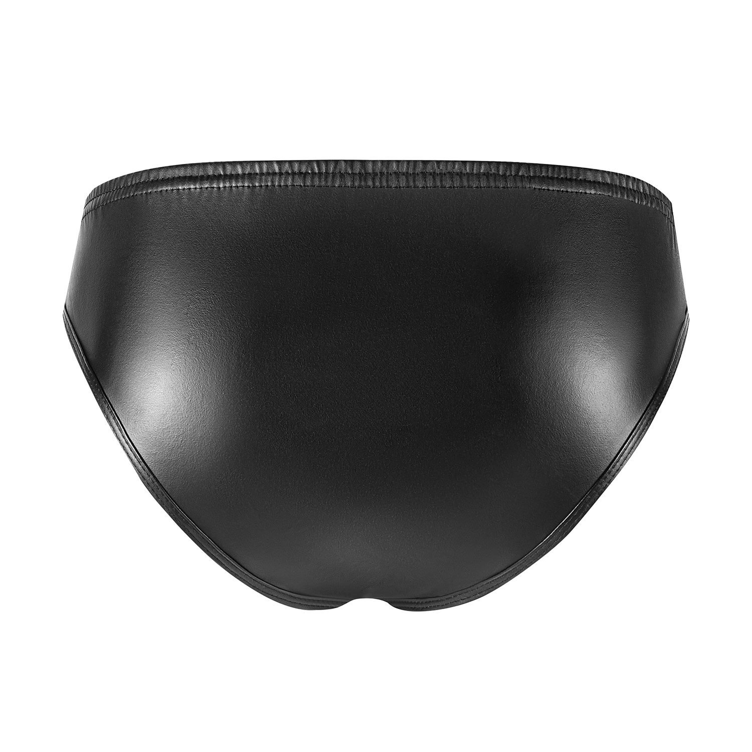 Mens Shiny Soft Matte Leather Lingerie Elastic-waist Briefs Low Waist Fetish Shorts Metallic Leather G-string Bulge Pouch Sexi Cosplay Underpants