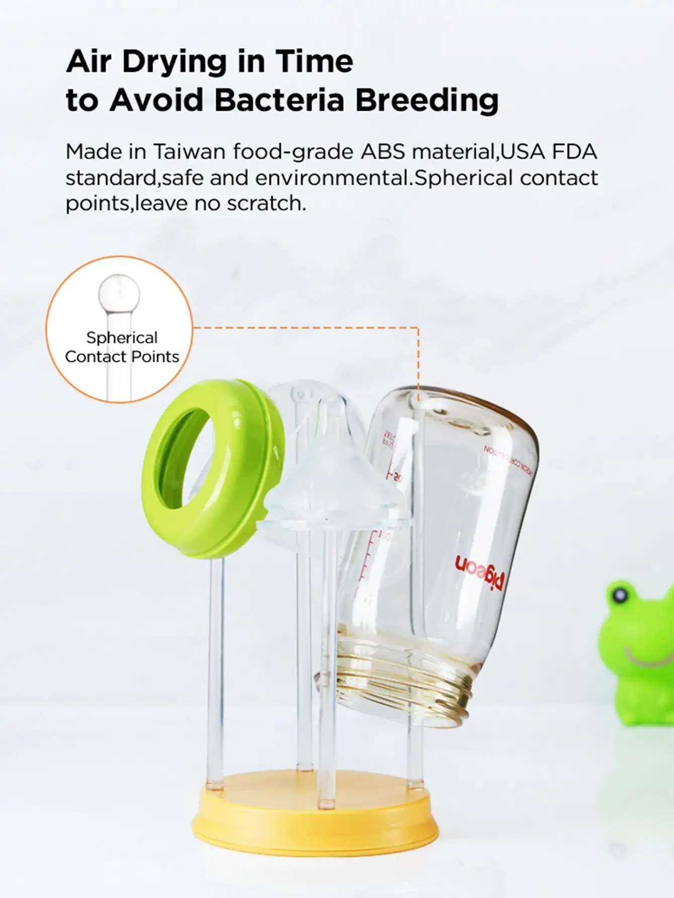 Description Picture 6 of itemortable Bottle Brush Set, ABS Material, with Silicone Brushes, Drain Rack, and Bottle Accessories, with Plastic Handle, for Ages