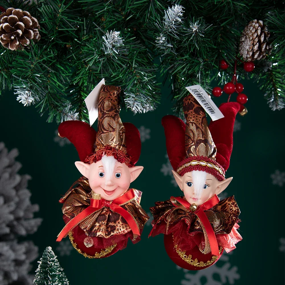 

Christmas Tree Gold Red Elves Angel Hanging Ball Ornament Xmas Elf Festival Doll Pendants Figure For Home New Year Party Decor