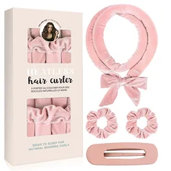 Luxury Heatless Curling Headband for Effortless, Soft Waves (Light pink)