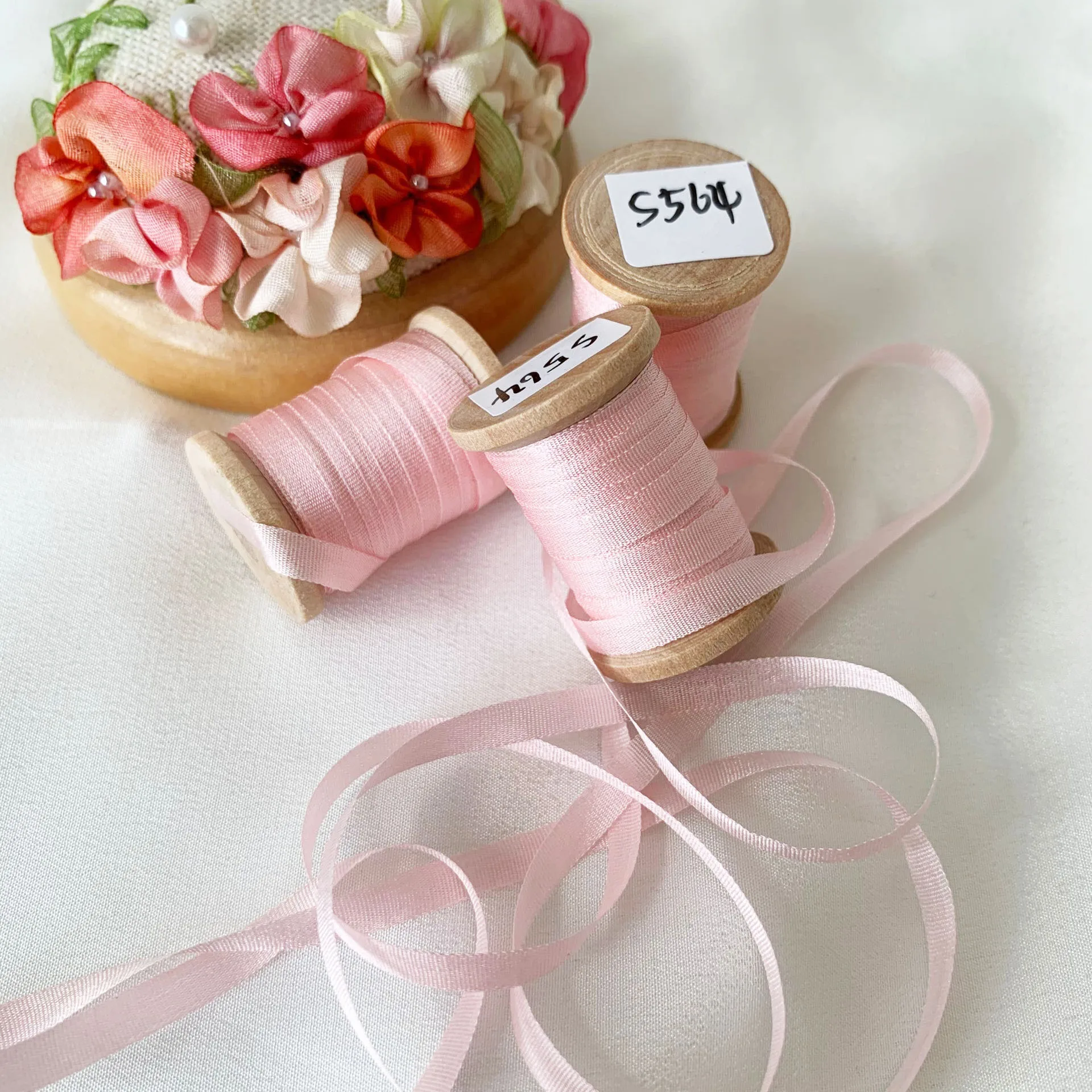 44Colours 4mm Pure Silk Satin Ribbon Hand Dyed For Sewing Embroidery Needlework Handcraft Christmas Decor satin ribbons ribbon decoration ribbon supplies sewing ribbon