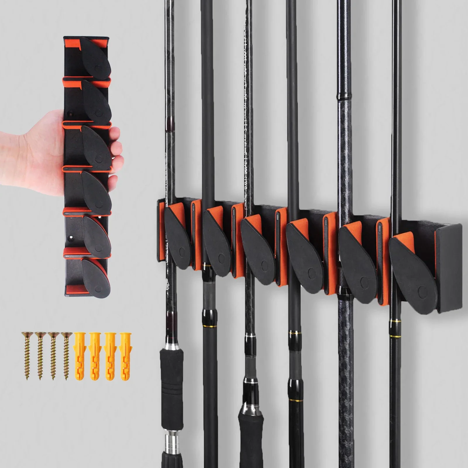 

FOCARP Vertical Fishing Rod Holder 6 Fishing Rods Rack Fishing Rod Support Wall Hanging Rod Holder Accommodate