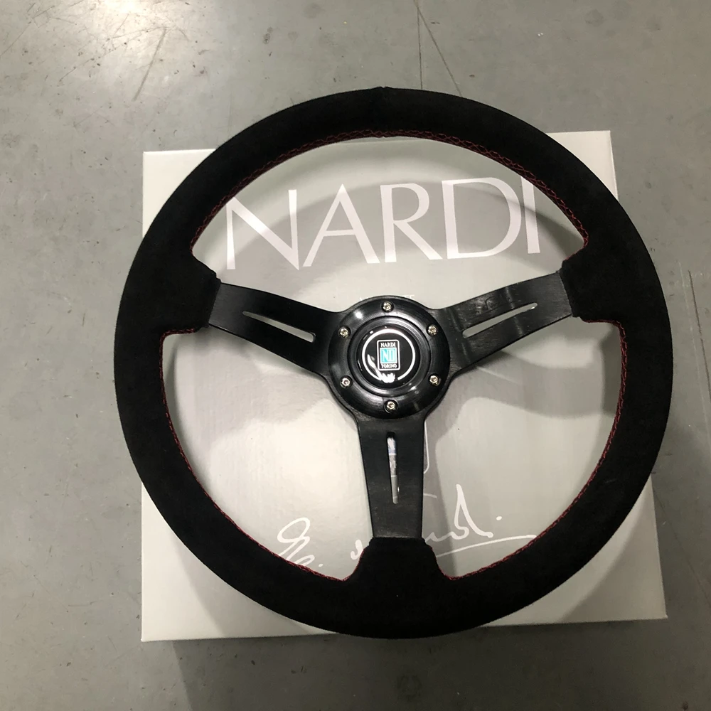 Jdm 14inch Nardi Steering Wheel Classic Car Rally Racing Suede Leather