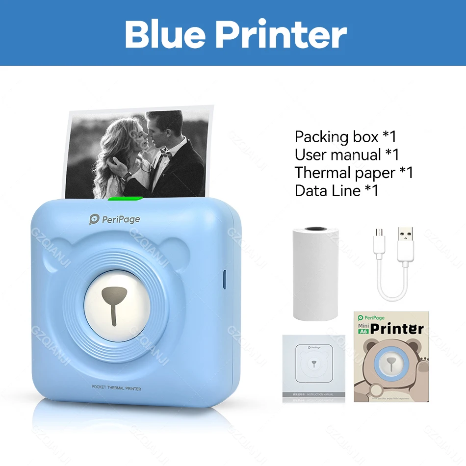 PeriPage A6 Mini Portable Thermal Printer Photo Pocket Label Sticker Printer Paper Roll 58mm Wireless Bluetooth Printing Maker mini mobile printer Printers