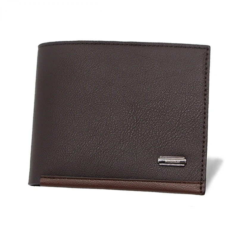Men's Wallet Short fashion business horizontal zero money bag Three fold Purse Male Multi card position Card Bags Wallet