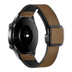 Dual-Material Leather and Silicone Watch Strap - 22mm/20mm Adjustable Band for 20mm (Dark Brown)