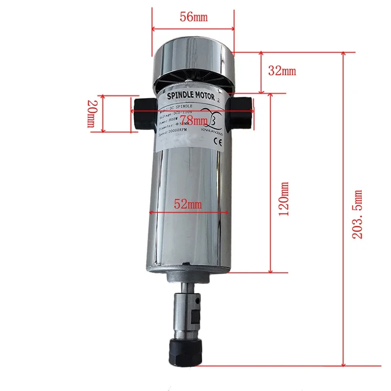 Air cooled 0.8kw DC110V 20000RPM CNC spindleMotor Kit ER11/ chuck 800W Spindle Motor + Power Supply speed governor For Engraving