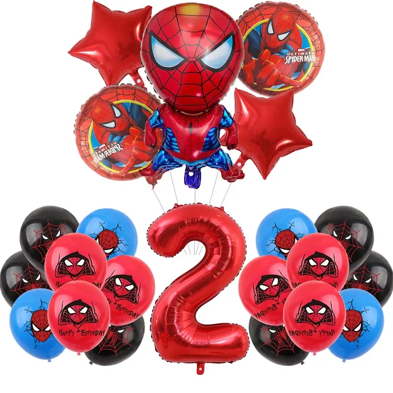 thumbnail image 1 of Decoración de cumpleaños de Spiderman Globos para niños Vajilla de Spiderman rojo Mantel Fondo Vasos de papel Platos Suministros para fiesta de bebé, 1 of 5