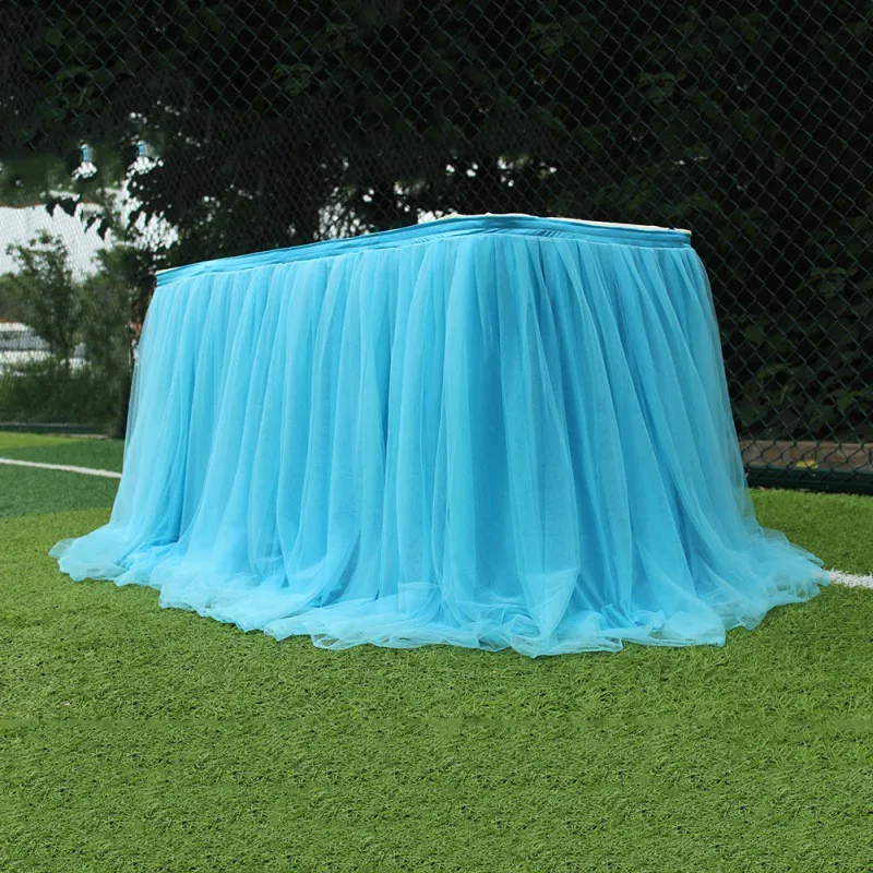 Table Skirt 100*75cm Party Table Skirt Tulle Table Cloth for Wedding Christmas Baby Shower Birthday Events Banquet Decor Home Decor