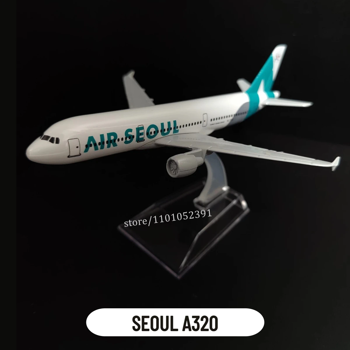 Scale 1:400 Metal Aircraft Model, Korea Seoul A320 Airplane Diecast Aeroplane Home Office Decor Mini Moto Toy for Children 1