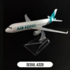 Scale 1:400 Metal Aircraft Model, Korea Seoul A320 Airplane Diecast Aeroplane Home Office Decor Mini Moto Toy for Children 1