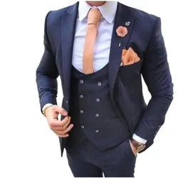 Autumn New Turquoise Men's Suits for Wedding Slim Fit 3 Pieces Clothings Groom Tuxedo blazer hombre For Vest Trousers Prom