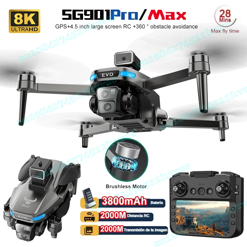 Drone SG901MAX 4K avec GPS et caméra 50X - Vol 25 min