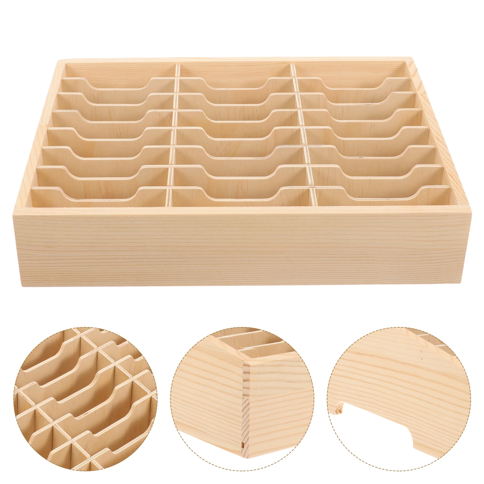 

Multi-grid Mobile Phone Management Rack Storage Box Meeting Room Organizer Temporary Holder Case Desktop Wooden Office