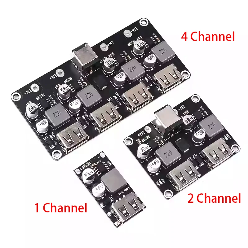 1/2/4 채널 USB QC3.0 9V12V24V 5V DC-DC 벅 컨버터 충전 스텝다운 모듈