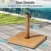 Patio Umbrella Base, 43lbs Outdoor Heavy Duty Square Concrete Stand Market Umbrella, Teak Brown 3