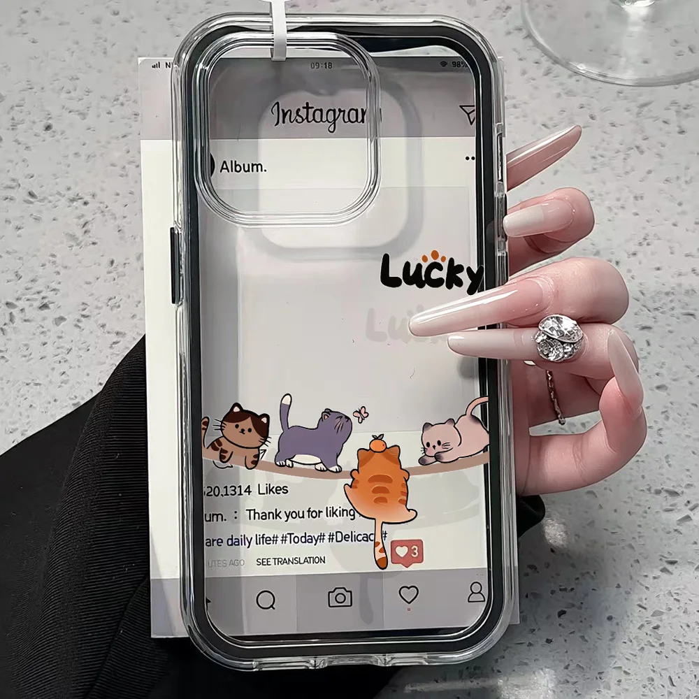 Whimsical Cat Design Clear Phone Case