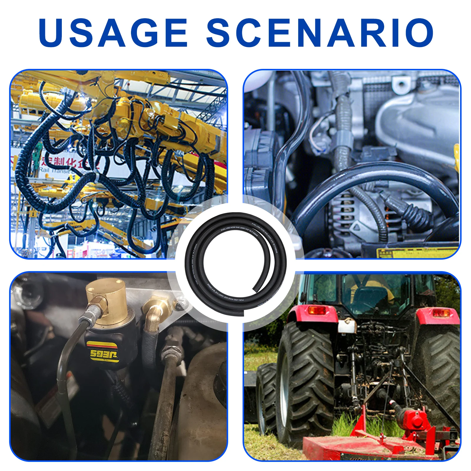 3/8 Fuel Line Hose NBR Rubber 10FT 200PSI J30R7 for Fuel Systems Engines Tube Hose