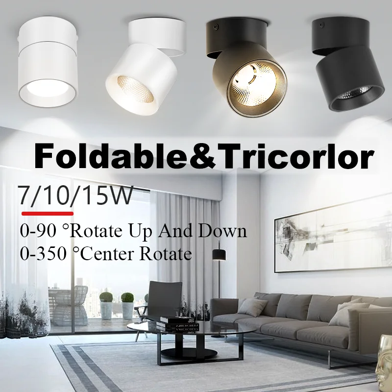 Foldable Led Ceiling Downlight 3 Color 220V for Living Room Bedroom Kitchen