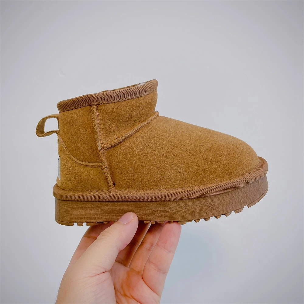 Winter children's outdoor snow boots boys girls mini sheepskin plush warm boots children's large cotton warm cotton baby boots winter snow boots