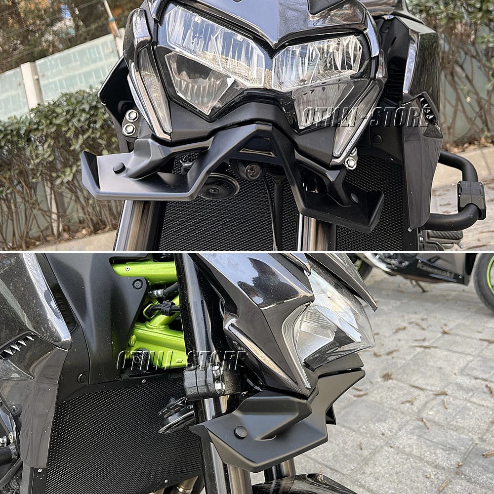 motorcycle spoiler kit Carbon fiber Motorcycle Z 900 Naked Front Spoiler Winglet Aerodynamic Wing Kit For Kawasaki Z900 2025