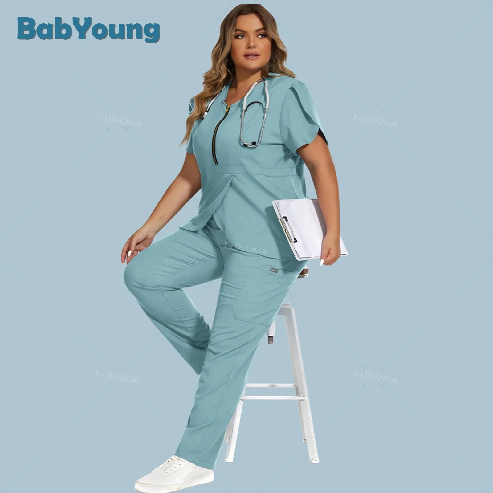 

Hot Sales Medical Nurse Nursing Uniform Scrubs Set For Women Hospital Doctor Workwear Surgical Gown Beauty Salon Clothes