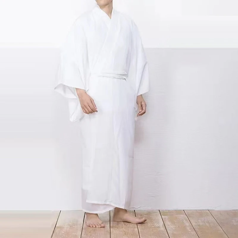 Traditional Japanese Kimono Juban Men Kimono Bottom Lining With Belt Inner Wear Costumes Yukata Male Long Robe Underwear