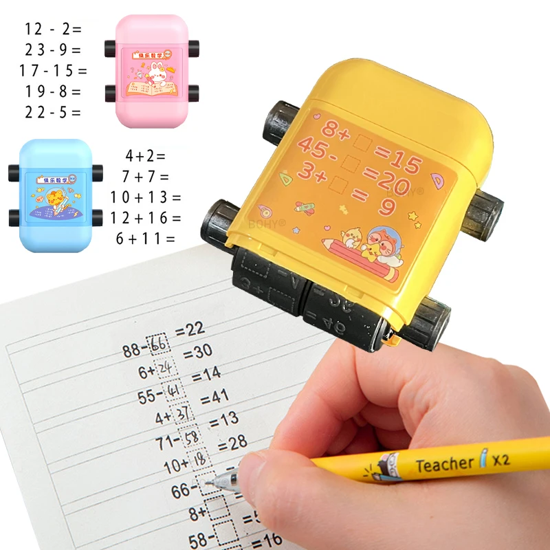 

Double-Head Roller Digital Teaching Stamp 2 In 1 Addition Subtraction Teaching Stamps Within 100 Teaching Math Practice Question