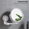 Home Wall Mounted Makeup Mirror Bathroom Single-Sided Mirror Rotating Folding No Punching High-Definition Circular Makeup Mirror 3