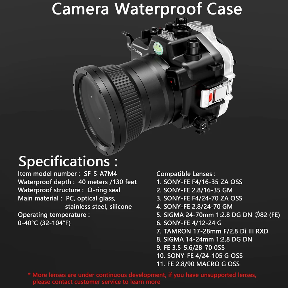 Seafrogs 40M/130FT Underwater Camera Housing Waterproof Case SF-S-A7M4 for Sony