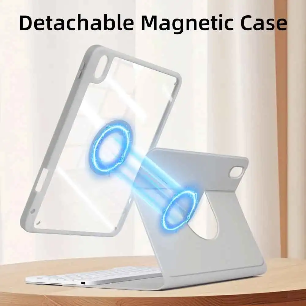 360° Rotation Detachable Magnetic Acrylic Tablet Keyboard Case