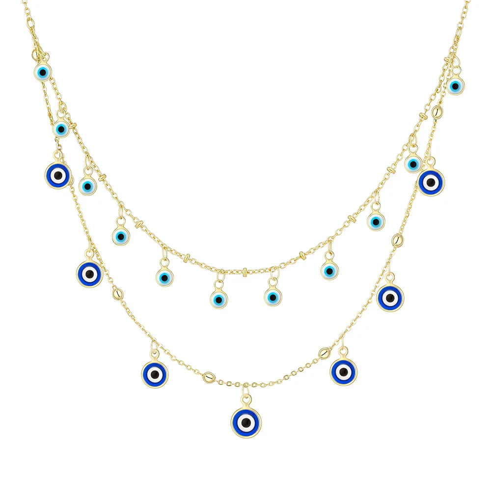 Turkish Evil Eye Necklace Jewelry Turkish Evil Eye Charm Necklace Double Blue Aliexpress