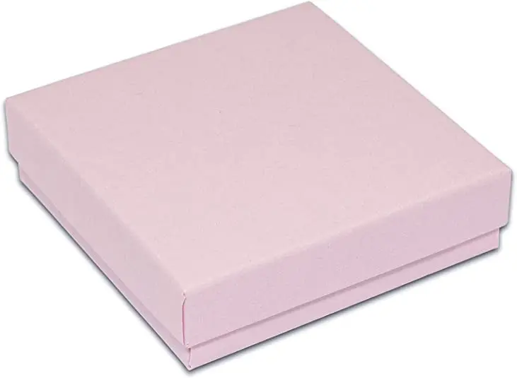 

100-Pack Cotton Filled Cardboard Paper Silver Jewelry Box Gift Case - Pink