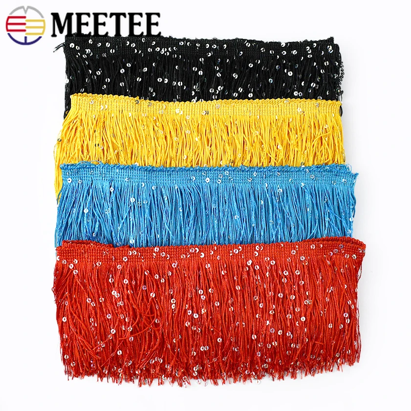 

2/5/10M 10cm Colorful Sequin Tassel Fringe Trim Lace Ribbon Latin Dance Dress Decor Tassels Sewing Material DIY Accessories