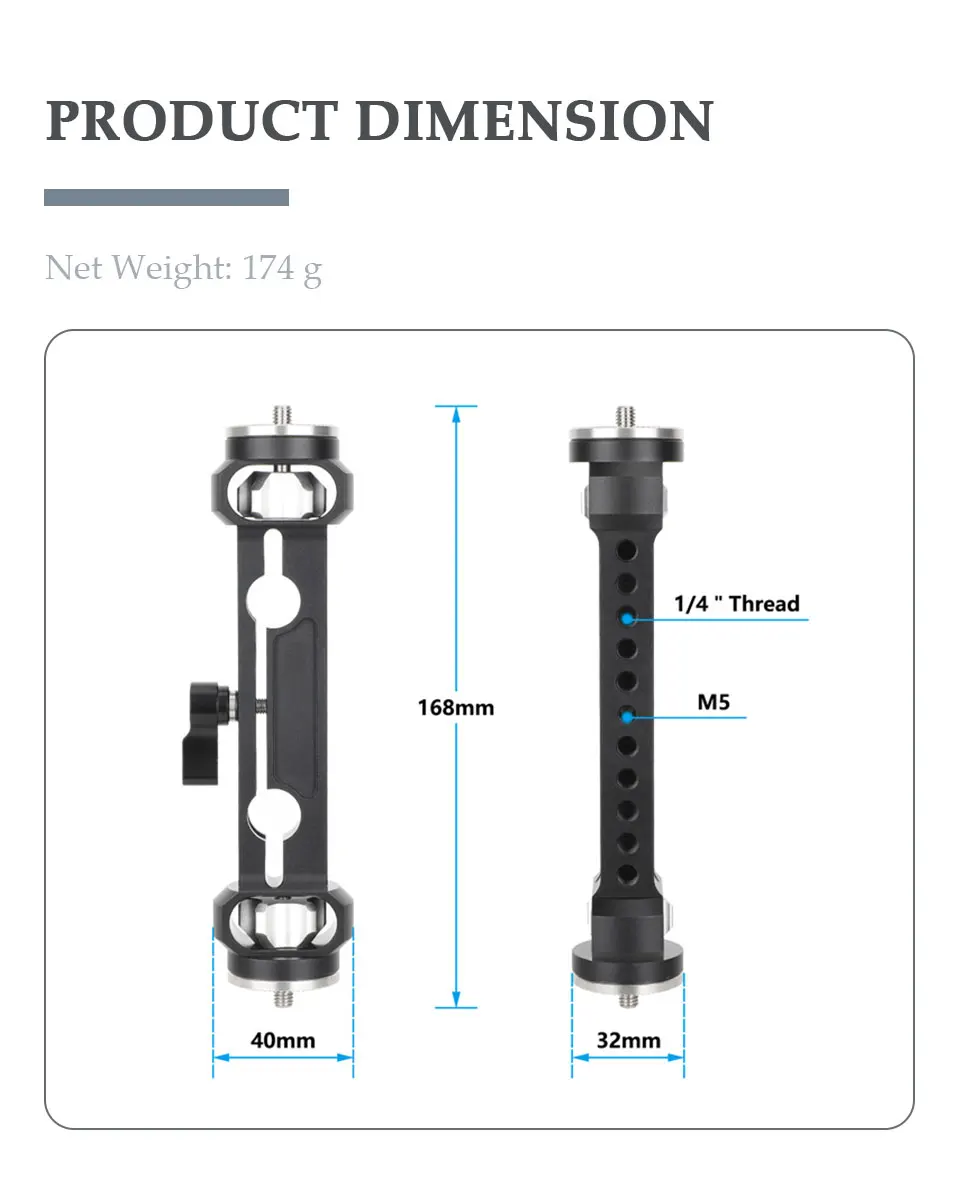 15mm Rod Clamp with ARRI-Style Rosettes Dual M6 Male Screw Mount Handles or Acc