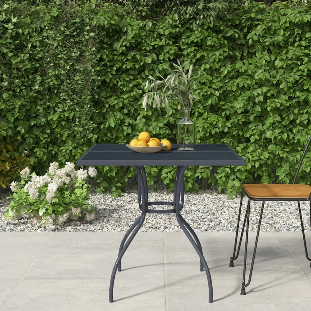 Tavolo Da Giardino Antracite 80X80X72,5 Cm Trilis In Acciaio, Tavoli Da Campeggio All'Aperto Mobili Da Giardino Giardino Semplice