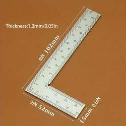 Precision Stainless Steel L - Shaped Ruler - Ideal for Leather Craft & Detailed Measurements (Light Grey)