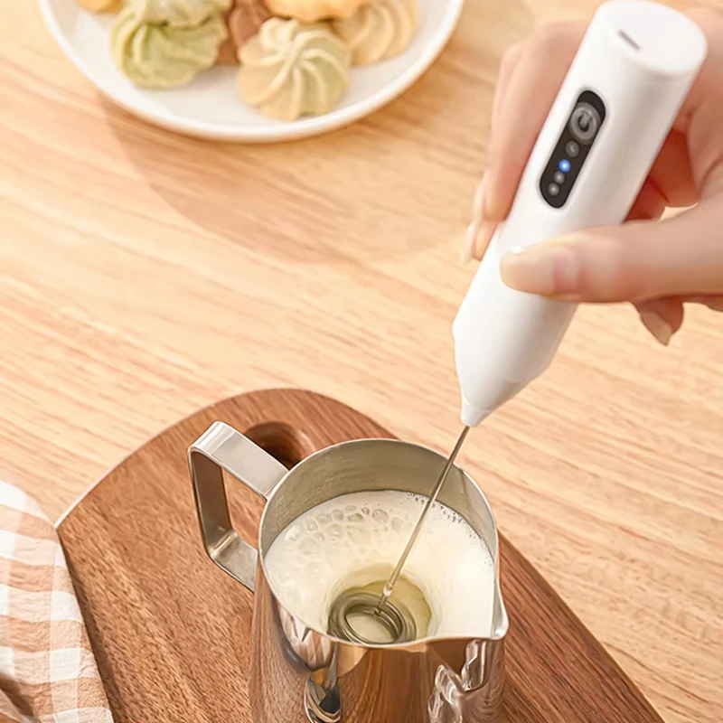 1 electric coffee frother, milk frother, egg beater, handheld 3-speed rechargeable cream maker, 3-speed kitchen mixer 2