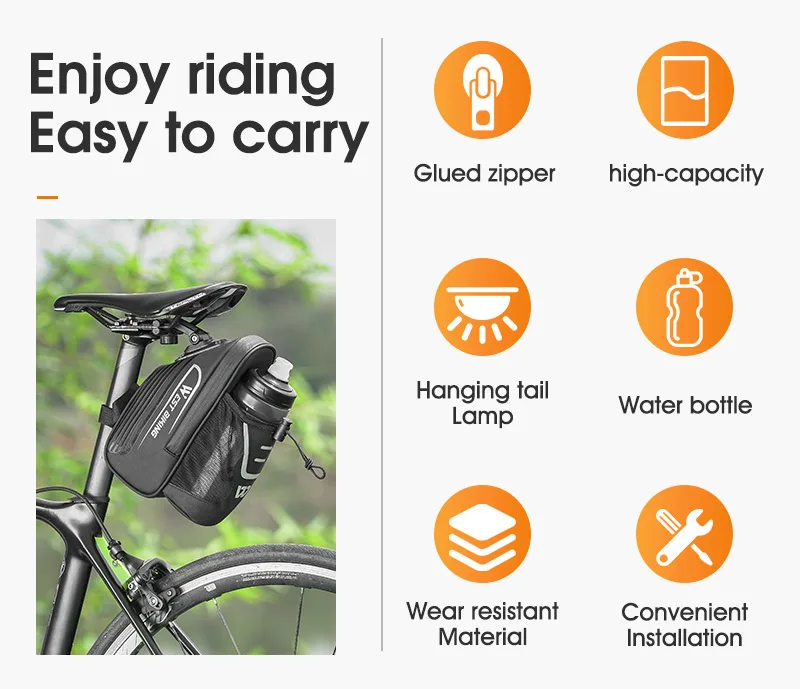 Sac à Outils Vélo Avec Porte-Bidon - Sacoche Cadre Nylon Imperméable Et Pratique