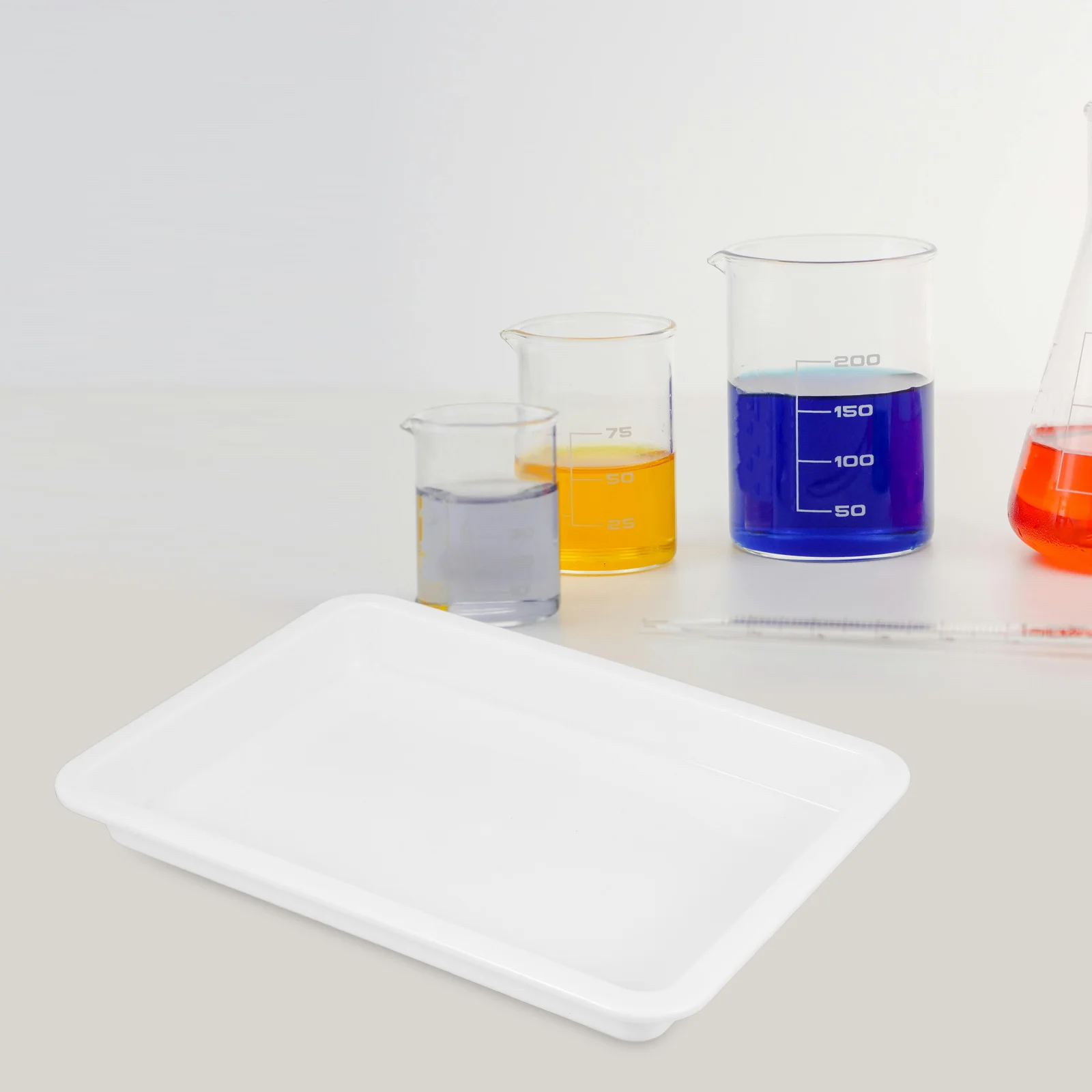 Tray Multi-functional Pan Square Chemical Experimental Laboratory Plate Rectangular Dish White Plastic