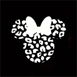 Chic Minnie Head Vinyl Sticker with Leopard Pattern - Perfect for Girls' Room, Car, or Laptop Decor (QT13593 White)
