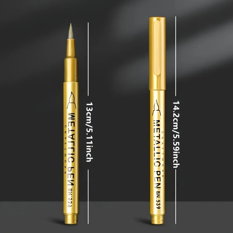 2Pcs Permanent Marker Pen Quick Drying Oil Based Paint Markers Gold Silver Color Oily Graffiti Pens Student Drawing Supplies 2
