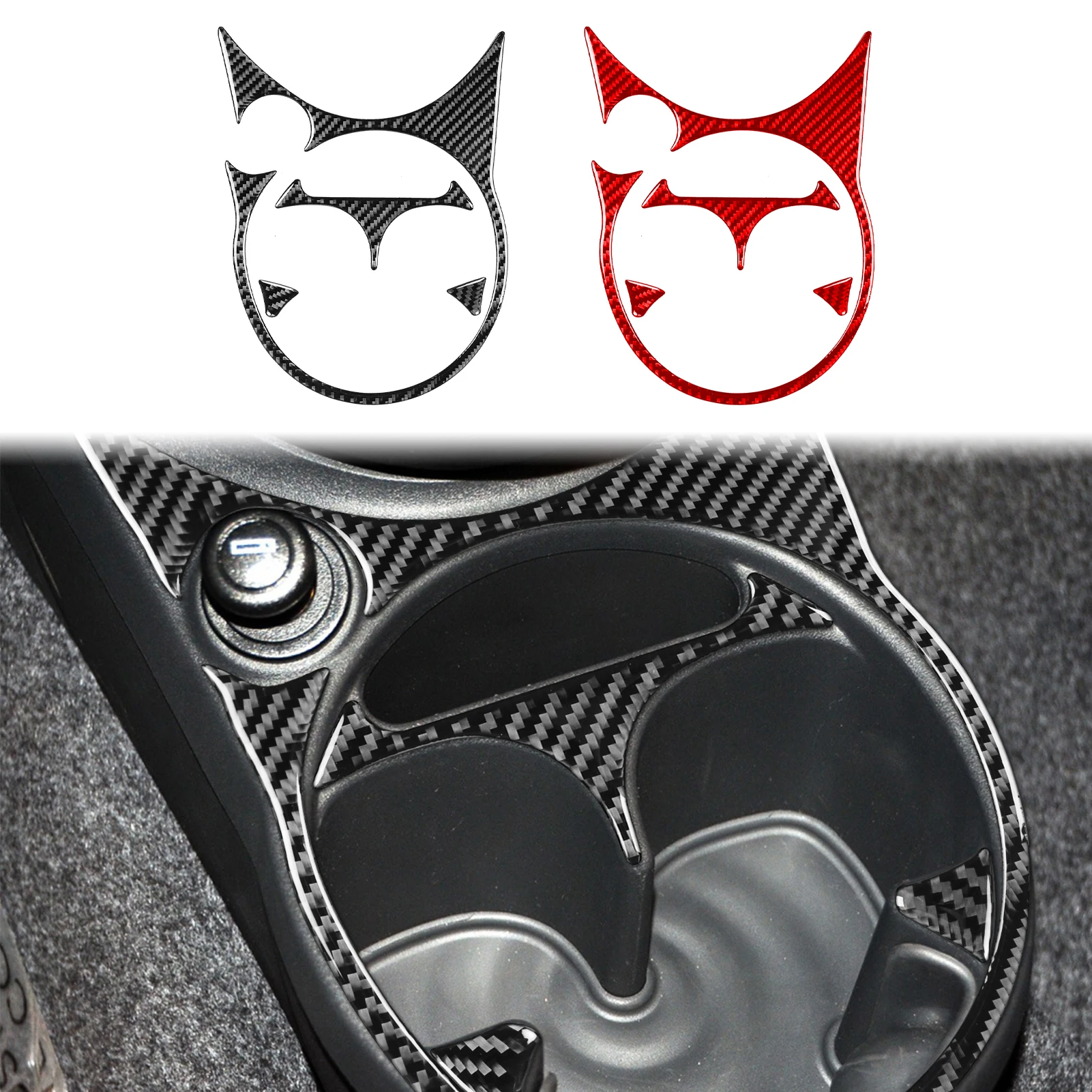 

Geniune Carbon Fiber Car Center Console Water Cup Holder Panel Cover Trim Car Sticker Fit For Fiat 500 2012 2013 2014 2015