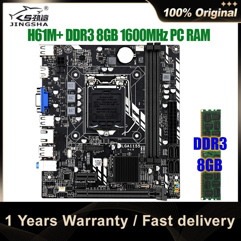 JINGSHA Refurbished LGA 1155 Motherboard set H61M Motherboard kit with