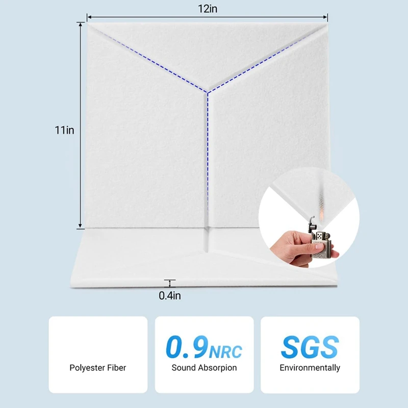 Smart-12 Pack Sound Proof Panels,Y-Shape Self-Adhesive Acoustic Wall Panels,12X11x0.4Inch,For Home Office & Gaming Room