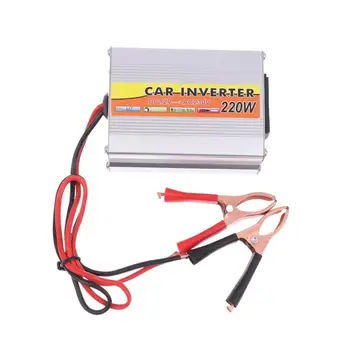 อินเวอร์เตอร์พลังงาน 220W สำหรับติดตั้งในรถยนต์ อินเวอร์เตอร์พลังงานแสงอาทิตย์แบบพกพา แปลงไฟ DC 12V เป็น AC 220V พร้อมช่องเสียบ USB และคลิปหนีบแบตเตอรี่ 8