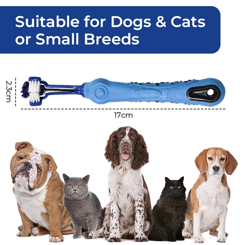 Three Sided Pet Toothbrush Three-Head Multi-angle Toothbrush Cleaning Dog Cat Brush Bad Breath Teeth Care Tool Cleaning Mouth images - 6
